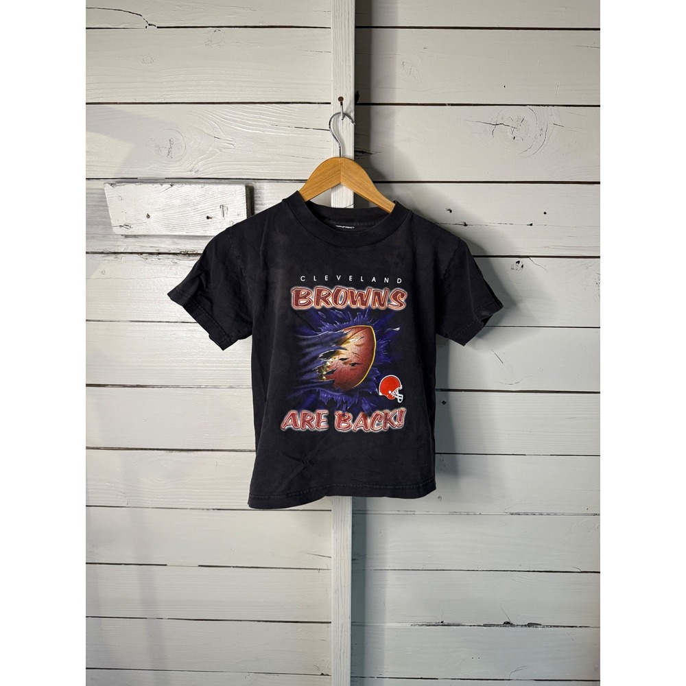 Vintage Cleveland Browns Are Back Kids T-Shirt Black Graphic Tee NFL Football